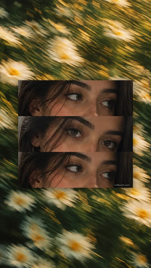 An Eye Cuts strip: three tight crops across the eyes
